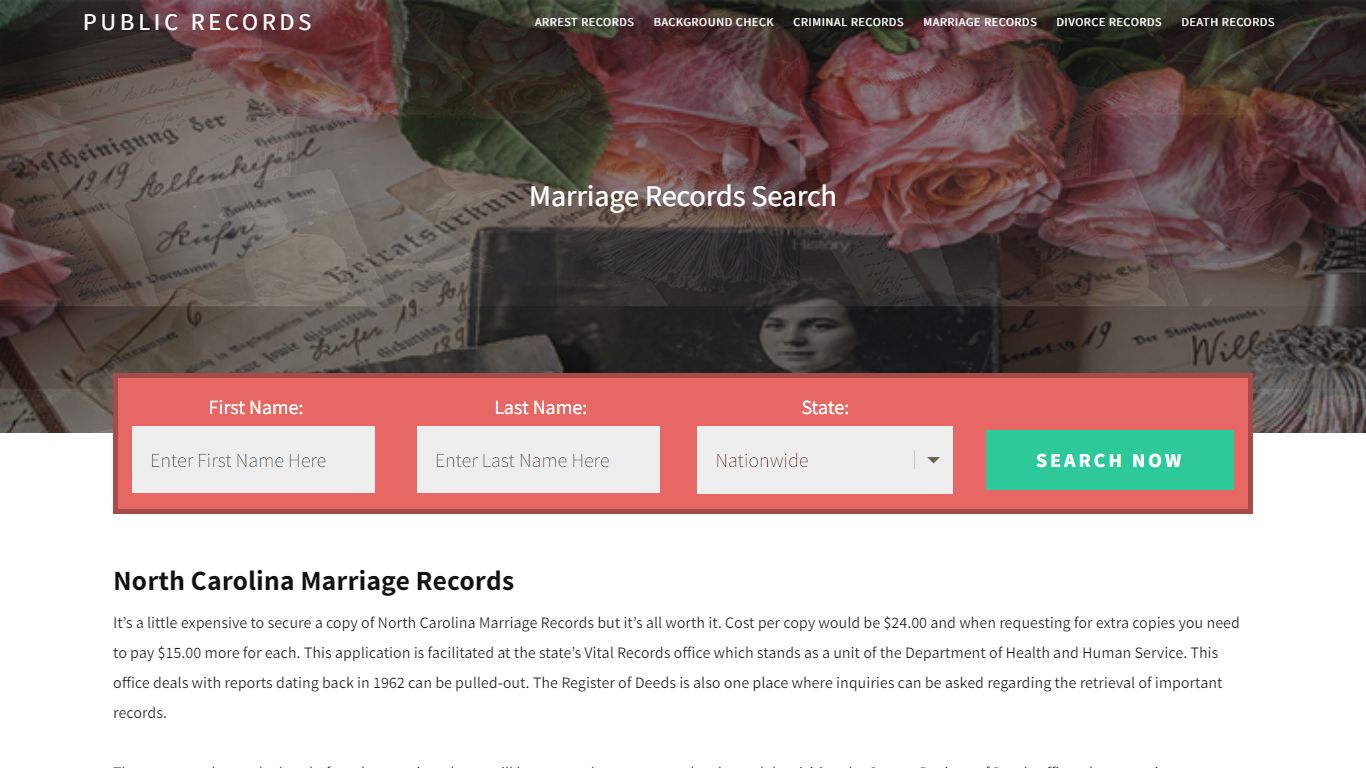 North Carolina Marriage Records | Enter Name and ... - Public Records